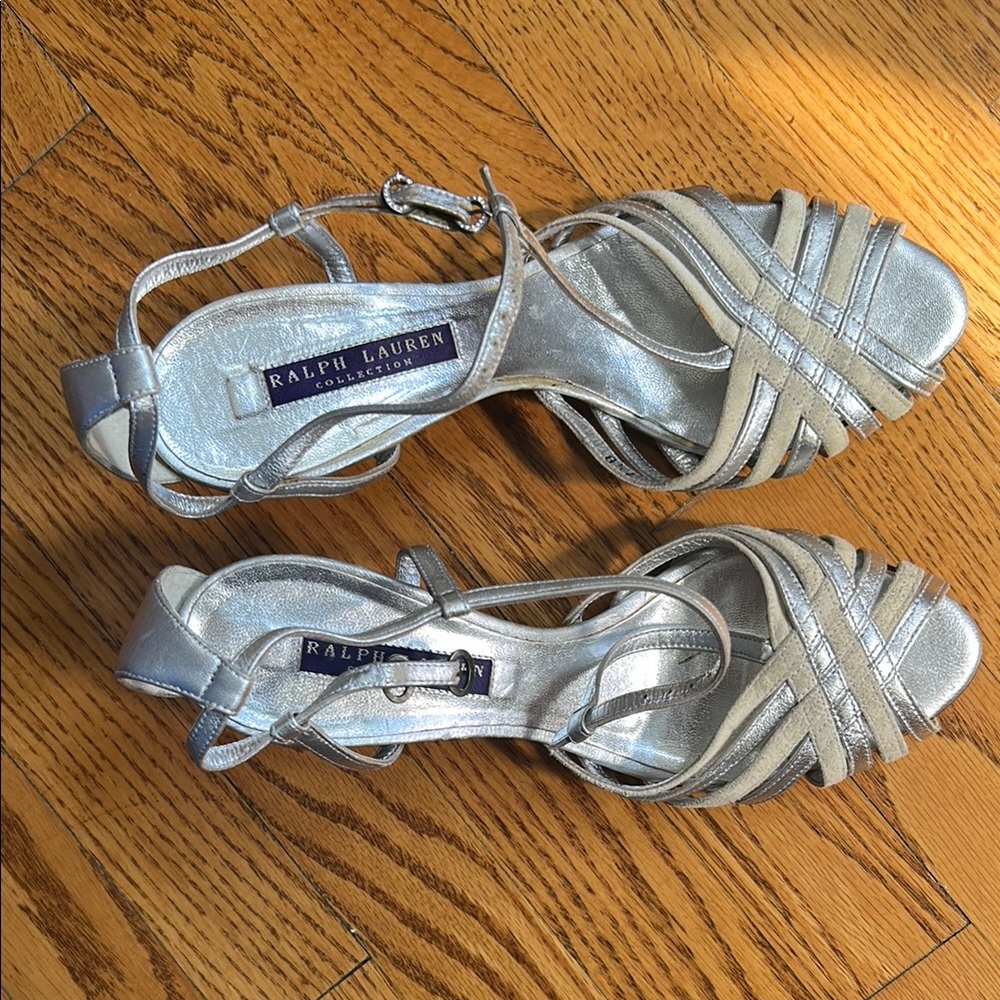 Ralph Lauren Purple Label Silver Strappy Heels